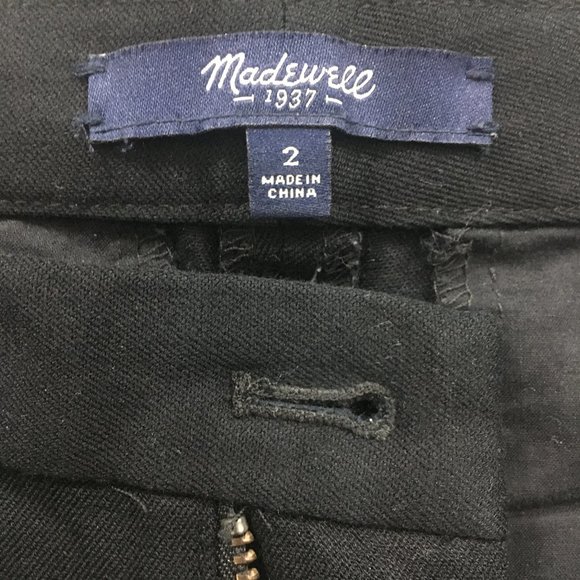 Madewell Womens 2 Black Reade Cotton Blend Flat Front Skinny Low Rise Pants - Picture 7 of 9